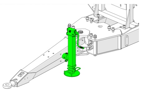 Support Jack, removable, on drawbar